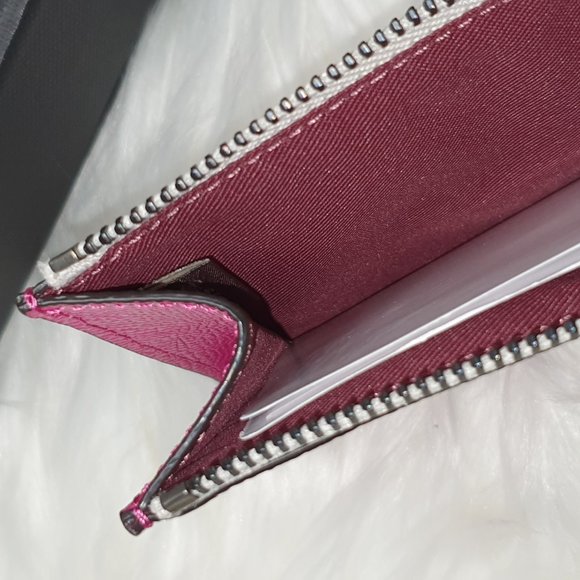 Coach NWT Large Leather Card Case Zipper Wallet Colorblock - Picture 6 of 12